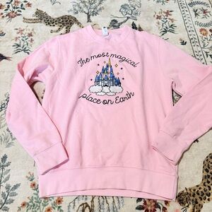 Pink Graphic Sweatshirt with Castle Design embroidered  XS